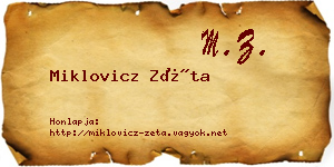 Miklovicz Zéta névjegykártya